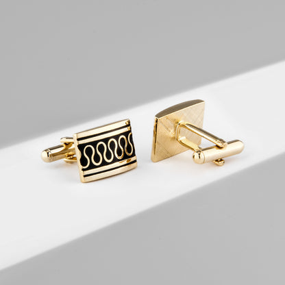 French Fashion Enamel Gold Plated Copper Cufflinks