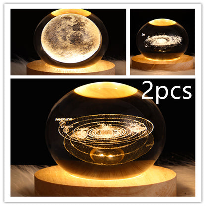 LED Galaxy Crystal Ball 3D Moon Lamp