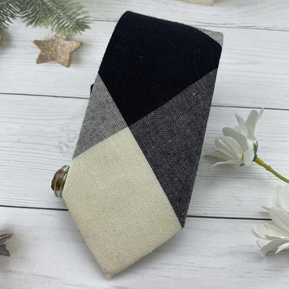 Autumn Winter British Style Knitted Cotton Linen Striped Tie