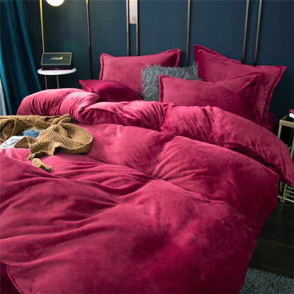 Four-piece Double-sided Fleece Duvet Cover Yellow