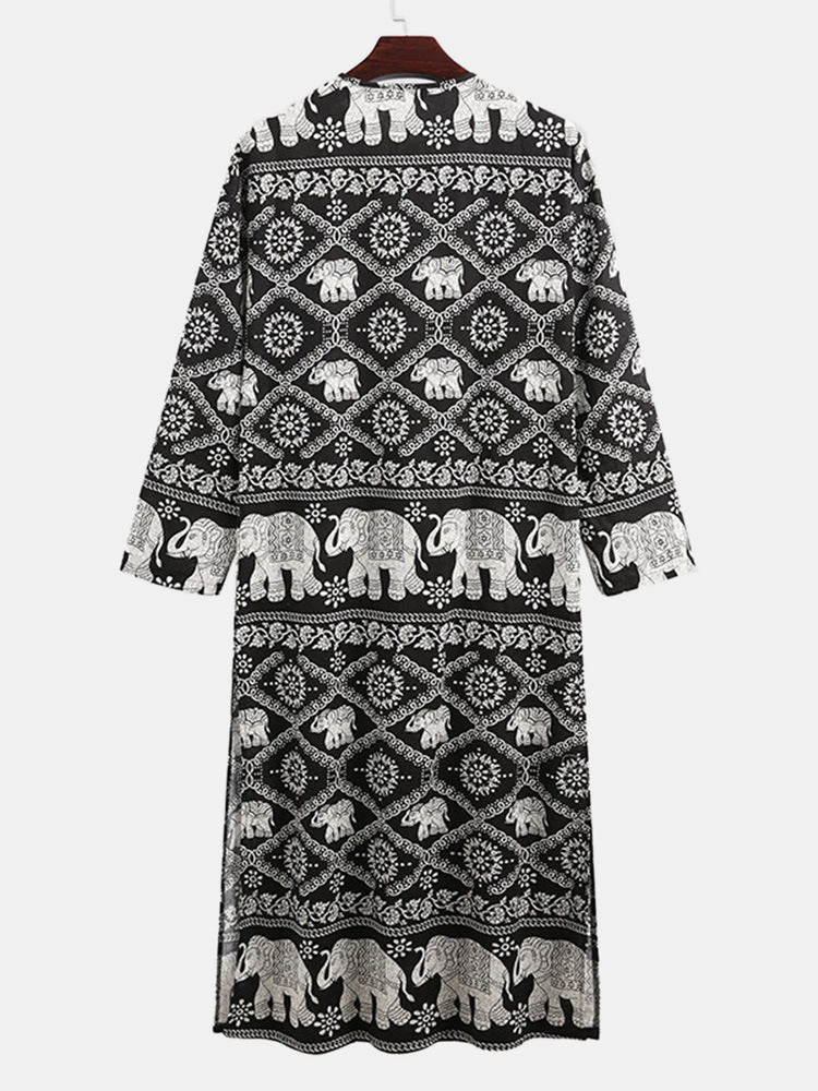 Casual Printed Long Sleeve Dubai Robe