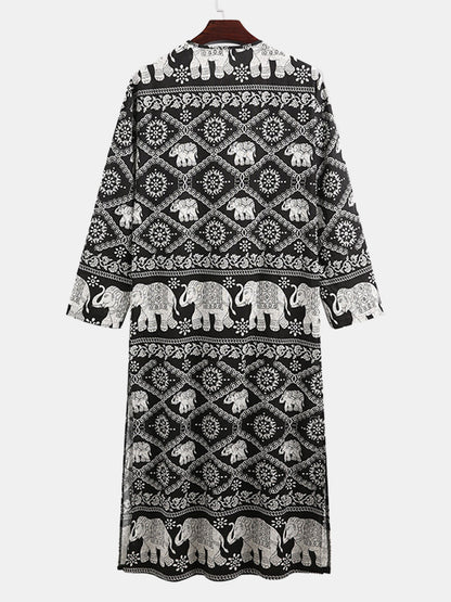 Casual Printed Long Sleeve Dubai Robe