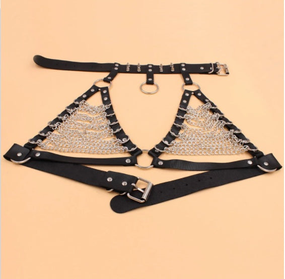 Pointed Rivet Punk Collar Belt Waist Chain Body Jewelry