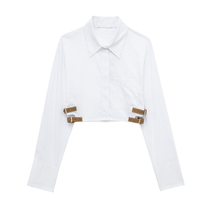 European And American Style Waistband Lapel Windbreaker Fabric Short Shirt