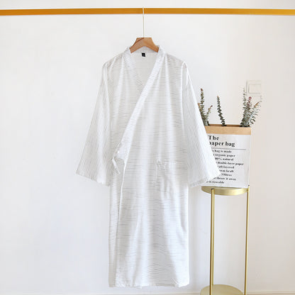 Summer Jacquard Cotton Kimono Thin Bathrobe