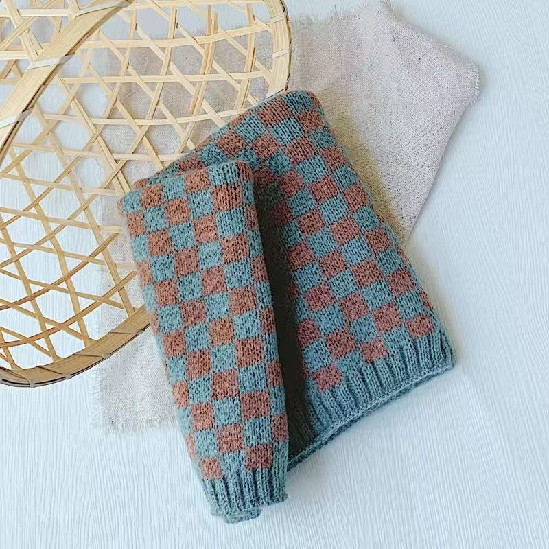 Warm All-matching Plaid Knitted Children's Scarf
