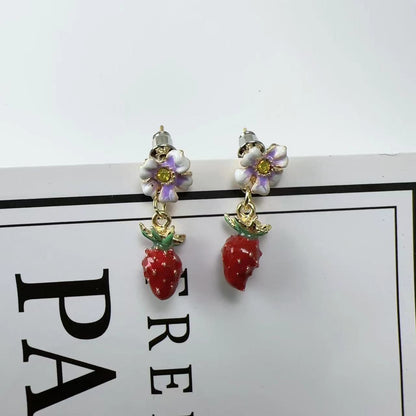 Strawberry Flower Stud Earrings