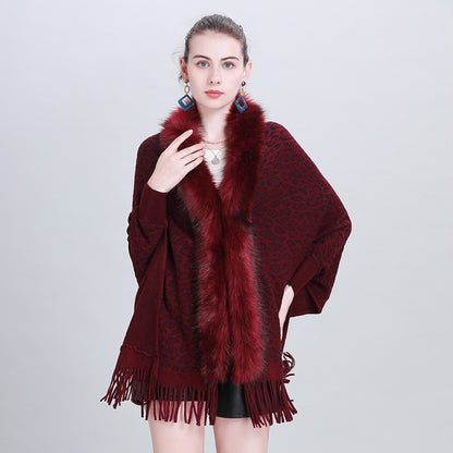 Autumn And Winter New Scarf Faux Fur Collar Knitted Shawl