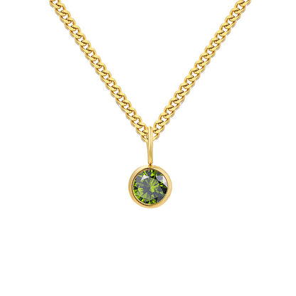 Stainless Steel Necklace With Diamond Birthstone Pendant