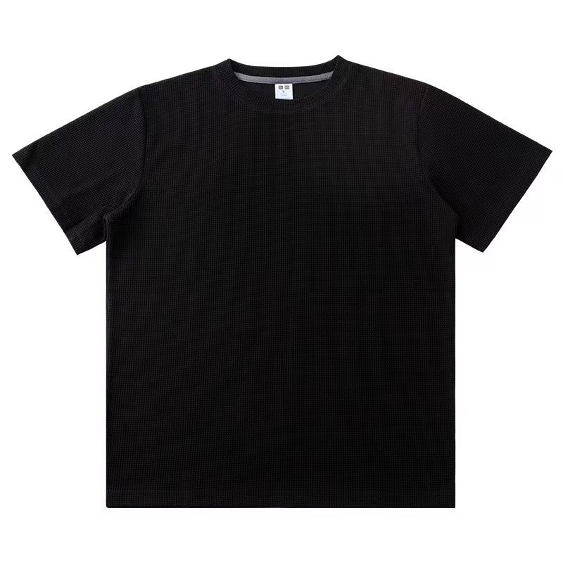 Knitted Short-Sleeved T-Shirt Men’s Loose Solid Color