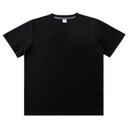 Knitted Short-Sleeved T-Shirt Men’s Loose Solid Color