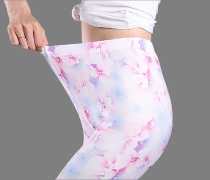 Spring and Summer Printed Milk Silk Leggings