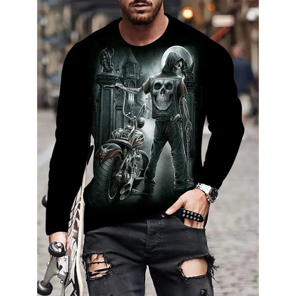 Retro 3D Printed Men's Long Sleeve Hip-hop T-shirt