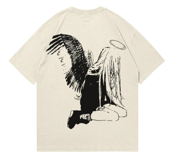 Hip Hop Men's Cartoon Angel Wings T-shirt