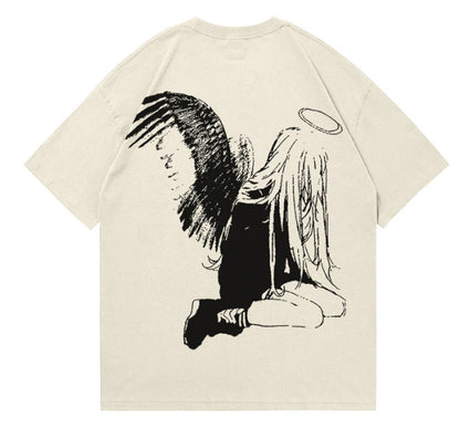 Hip Hop Men's Cartoon Angel Wings T-shirt