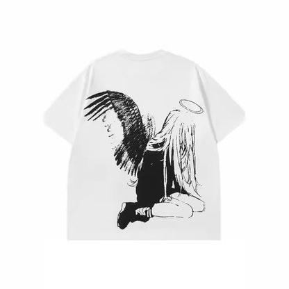 Hip Hop Men's Cartoon Angel Wings T-shirt