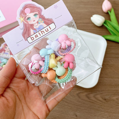 8 Bags Candy Color Children's Ruffles Hair Rope