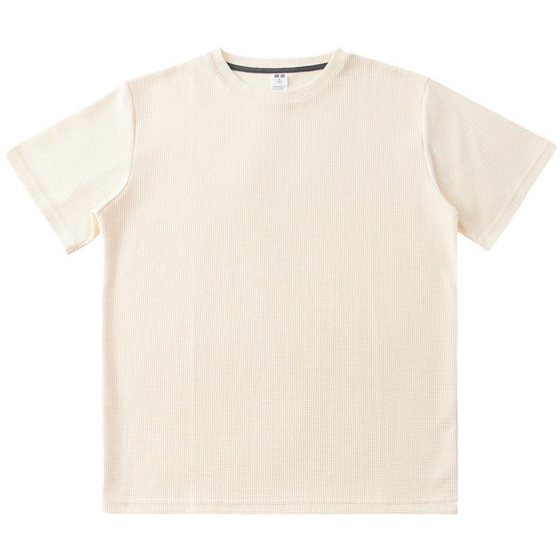 Knitted Short-Sleeved T-Shirt Men’s Loose Solid Color