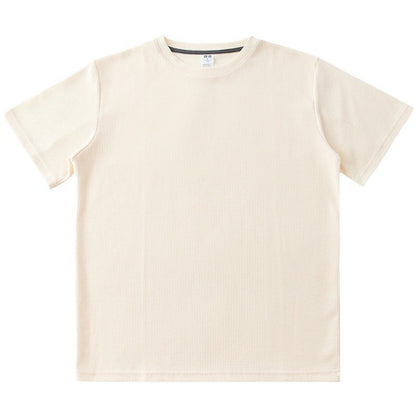 Knitted Short-Sleeved T-Shirt Men’s Loose Solid Color