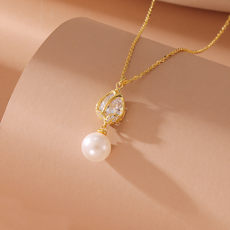 S925 Silver Tulip Pearl Necklace