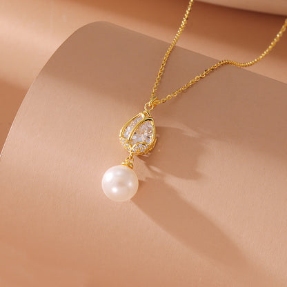 S925 Silver Tulip Pearl Necklace