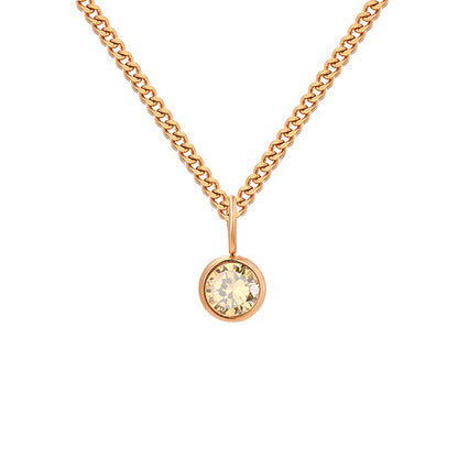 Stainless Steel Necklace With Diamond Birthstone Pendant