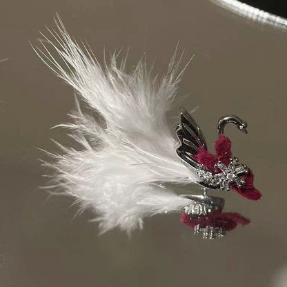 Swan Feather Snowflake Ear Stud