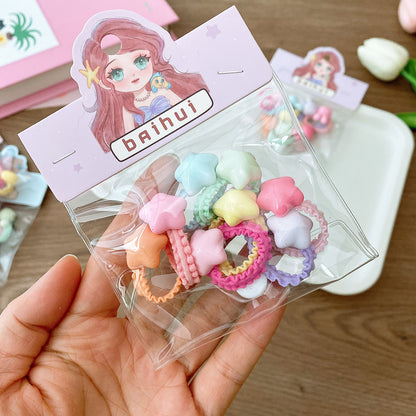 8 Bags Candy Color Children's Ruffles Hair Rope