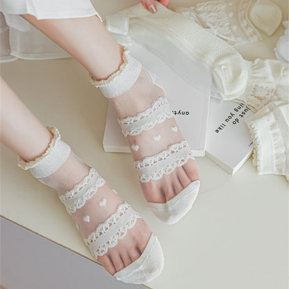 White Kanekalon Short Cotton Women's Casual Women's Socks