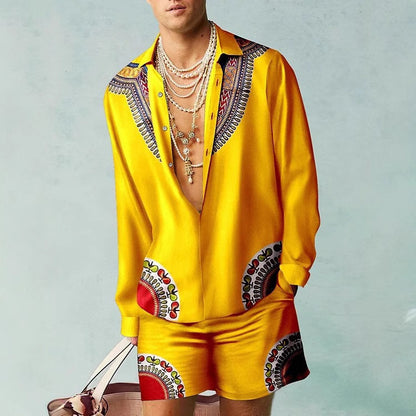 3D Print Short Sleeve Shirt Shorts Set