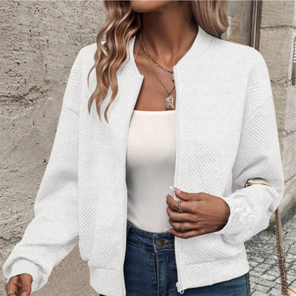 Women's Long Sleeve Knitted Cardigan Zipper Decoration