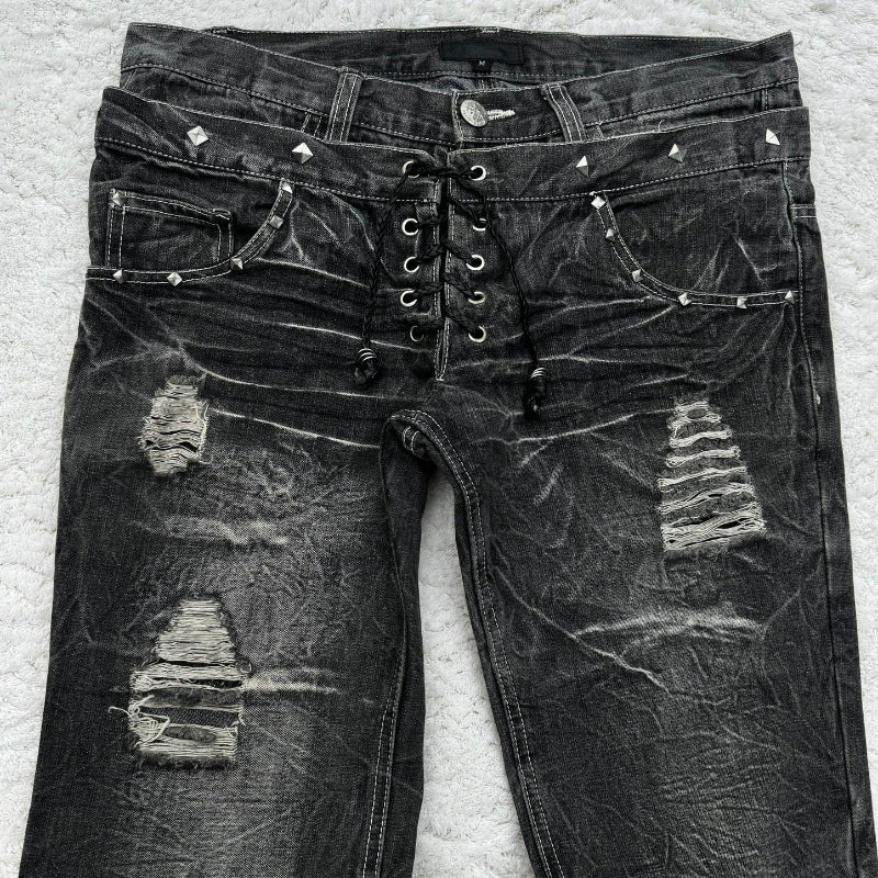 Slightly Flared Double Waist Lace Pants