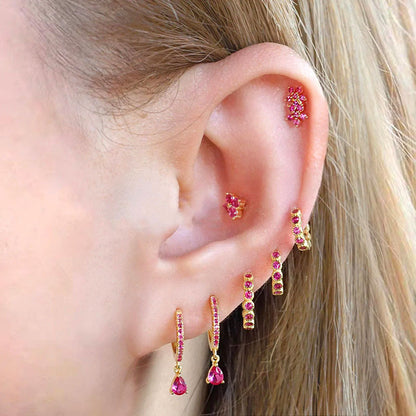 Micro-inlaid Colorful Zircon Earrings Simple