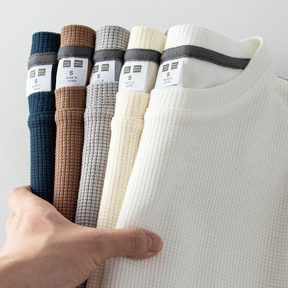 Knitted Short-Sleeved T-Shirt Men’s Loose Solid Color