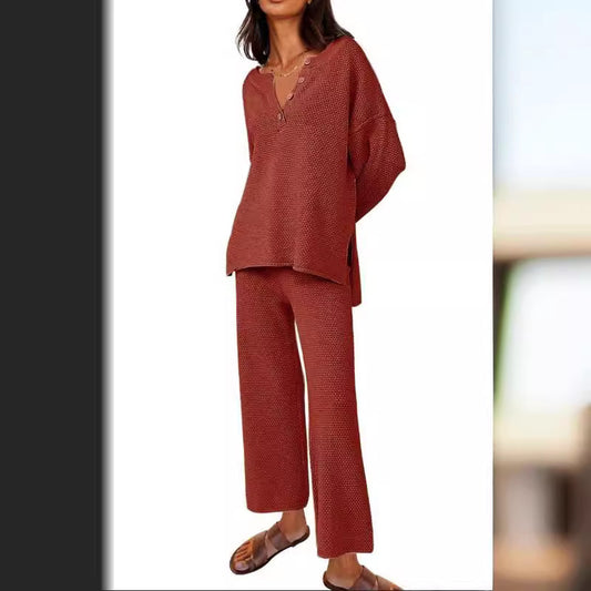 Solid Color Loose Leisure Two-Piece Set