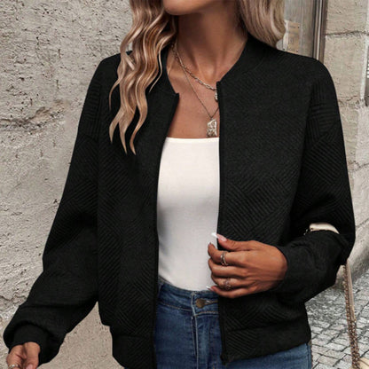 Women's Long Sleeve Knitted Cardigan Zipper Decoration
