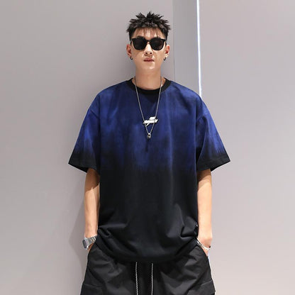 Plus Size Gradient T-shirt Men's Loose Short Sleeve