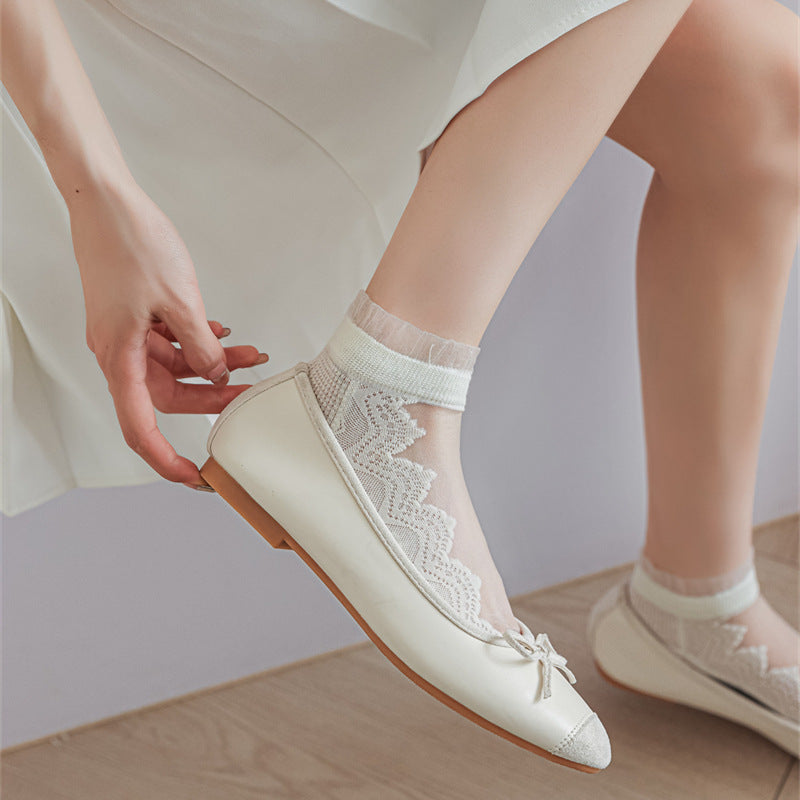 White Kanekalon Short Cotton Women's Casual Women's Socks