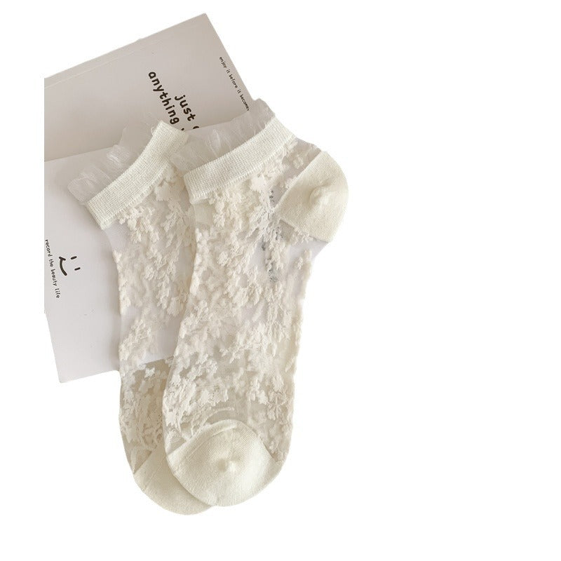 White Kanekalon Short Cotton Women's Casual Women's Socks