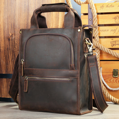 Crazy Horse Leather Crossbody Backpack