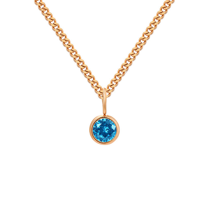 Stainless Steel Necklace With Diamond Birthstone Pendant