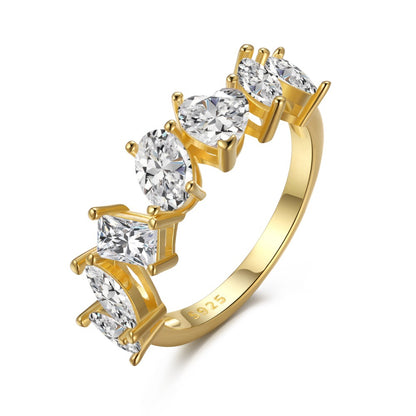 S925 Sterling Silver Geometric Zircon Ring