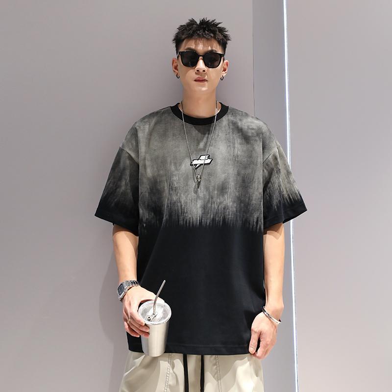 Plus Size Gradient T-shirt Men's Loose Short Sleeve