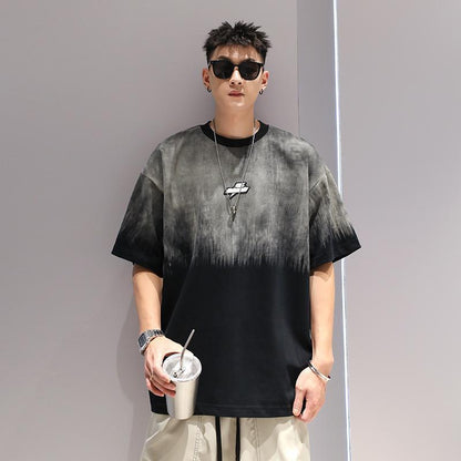 Plus Size Gradient T-shirt Men's Loose Short Sleeve