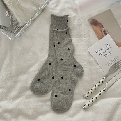 Polka Dot Mesh Hollow Mid-Calf Socks