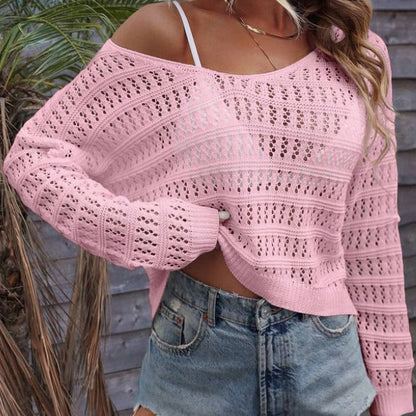 Women's Hollow Out Outer Match Knitted Sweater