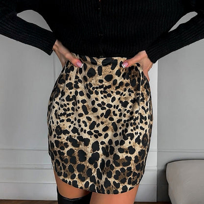Leopard Print Hip Skirt Fashion High Waist Skirt Women's Clothing