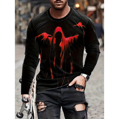 Retro 3D Printed Men's Long Sleeve Hip-hop T-shirt