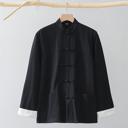 Cotton Linen Coat Vintage Top For Men