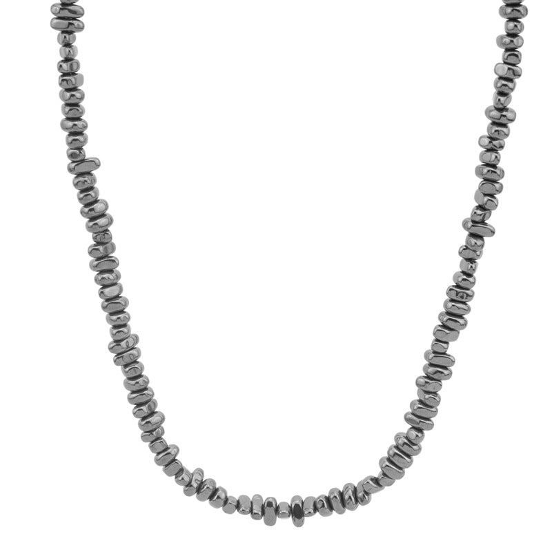 Necklace Titanium Steel Twin Broken Silver Haematite